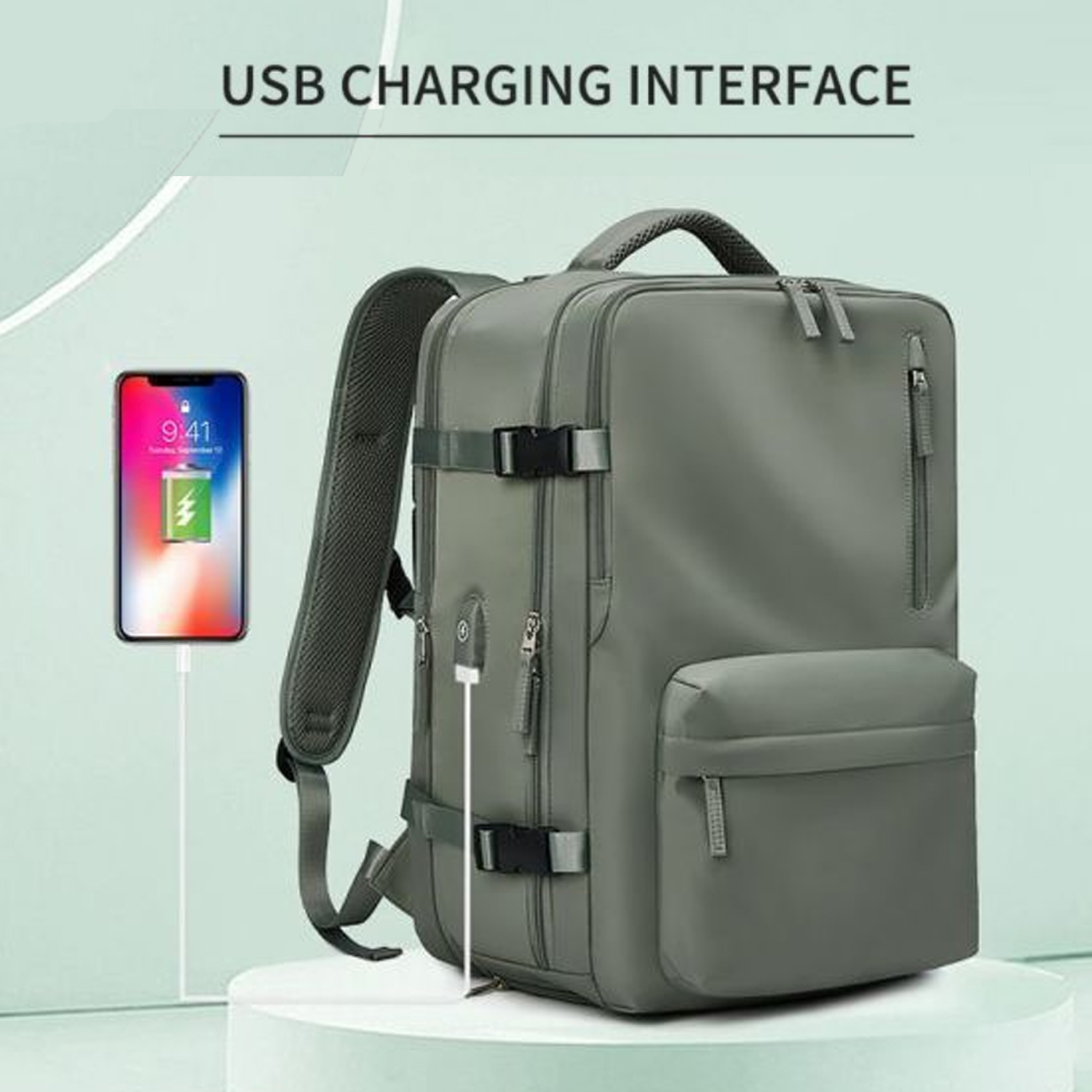 1 set of classic expandable travel backpacks that can hold a 17-inch (approx. 45cm in height) laptop bag