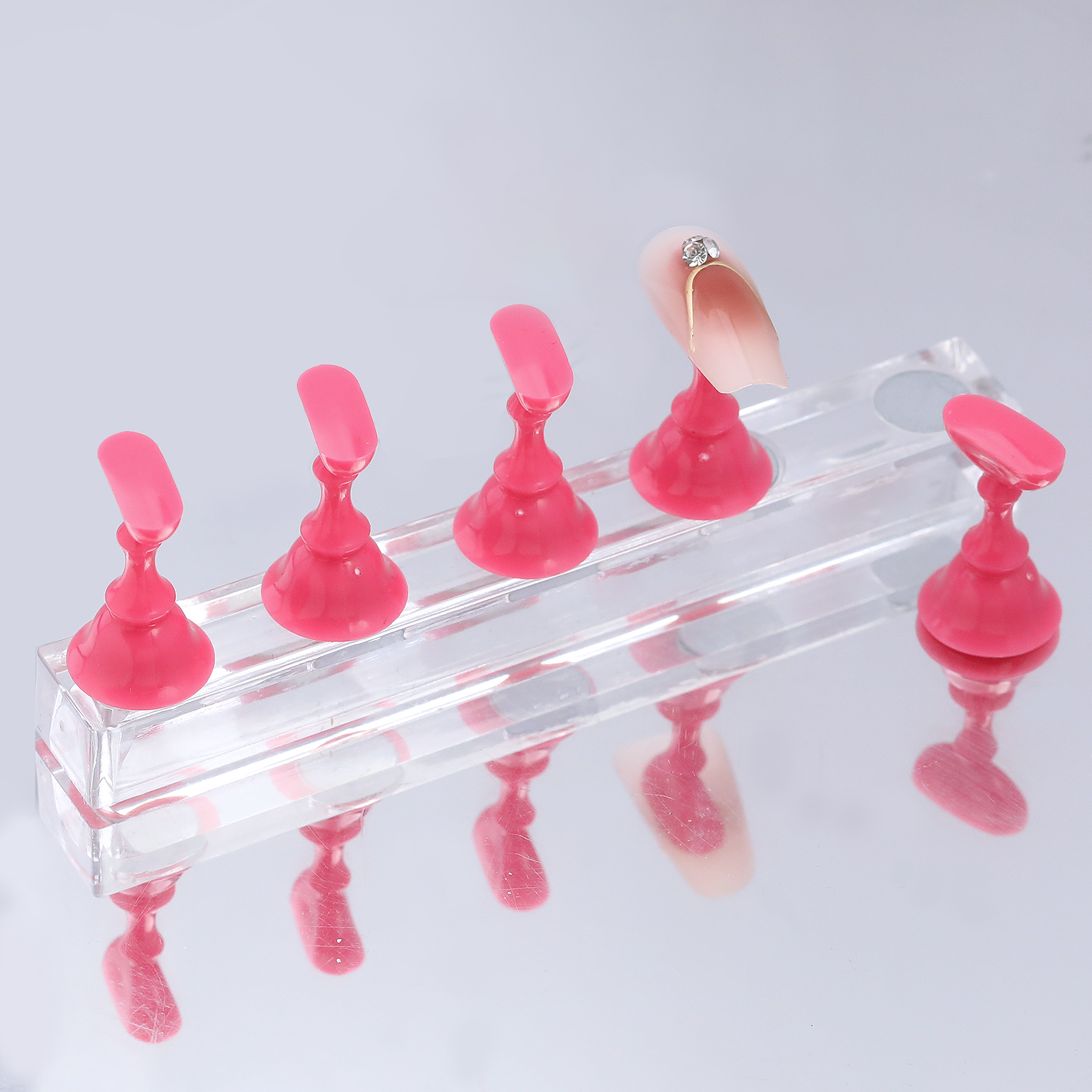 5/30 stks/set Magnetische Nagelhouder Valse Nagel Tip Oefenstandaard Kristallen Basishouder Nail Art Display Voor Kunstsalon DIY & Praktijk: plum