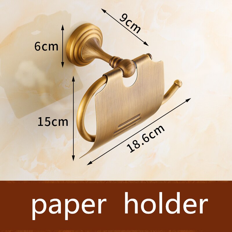 Ensemble d'accessoires de salle de bain en laiton brossé, ensemble d'accessoires de salle de bain solide, produits muraux, ensembles de matériel de bain Antique, brosse en Bronze huilé: paper holder