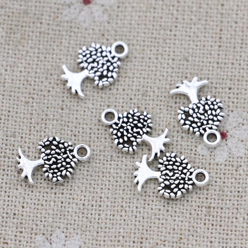 10Pcs Tibetaanse Silver Tone Plated Tree Of Life Charms Hangers Voor Armband Ketting Sieraden Maken Diy Handgemaakte 13x8mm