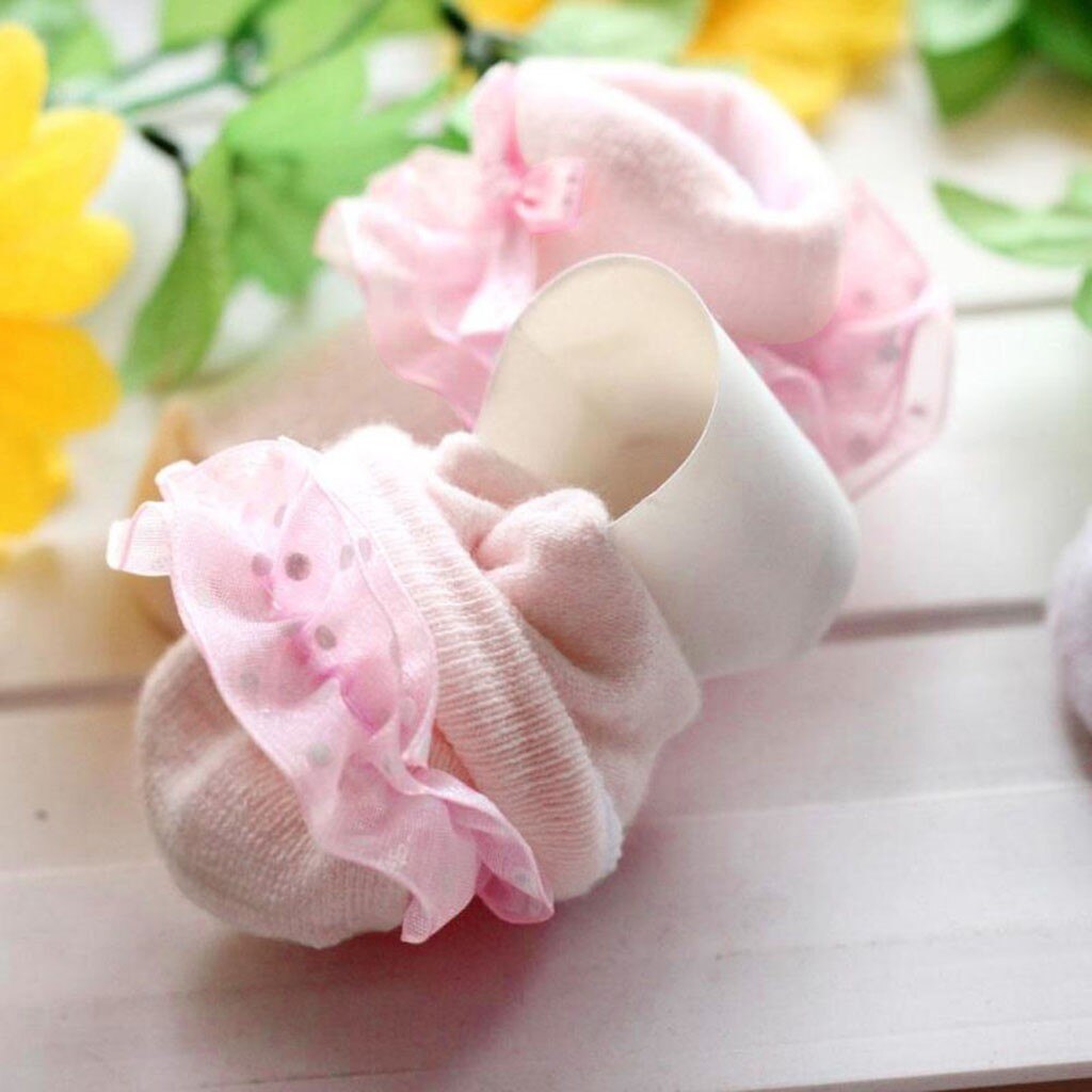 Toddlers Combed Cotton Ankle Socks Baby Girls Bowknots Socks Soft Sole Anti-Slip Baby First Walkers Shoes