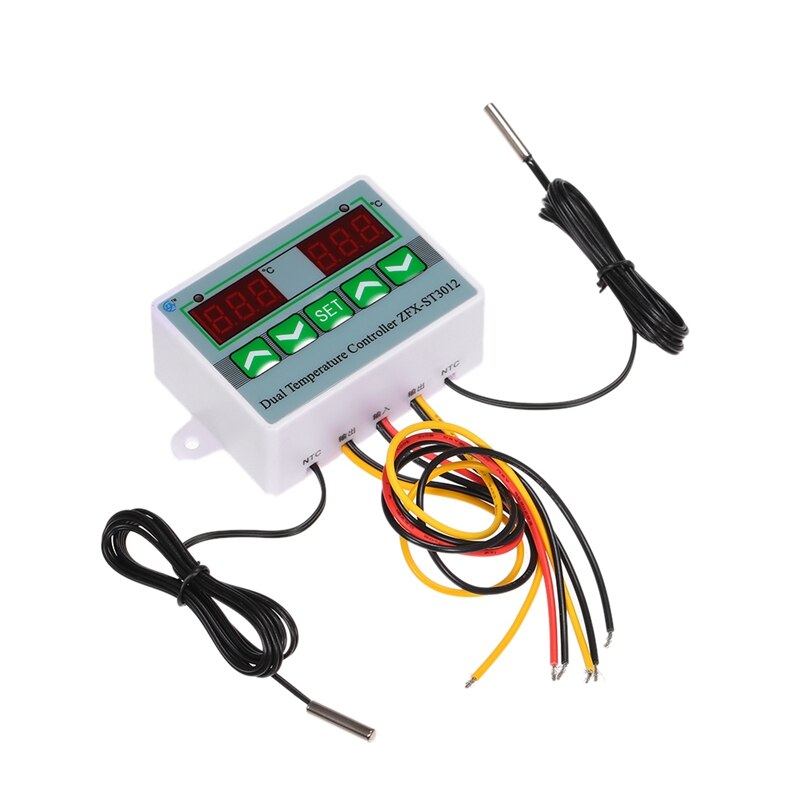 AC 12V Digital LED Dual Thermometer Temperature Controller Thermostat Incubator Control Microcomputer Dual Probe
