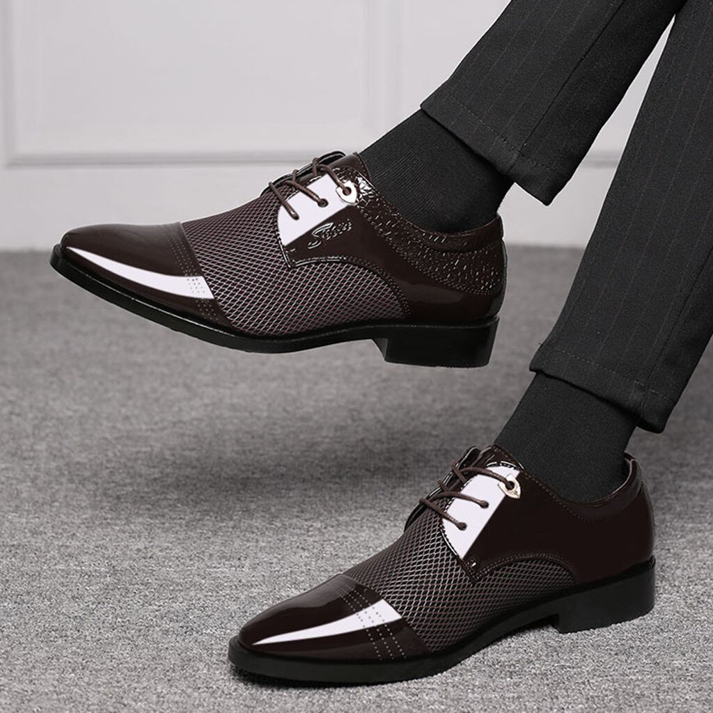 Business luksus herre sko formelle åndbare pu læder sko formel kjole sko mandlige kontor fest bryllup sko mocassins