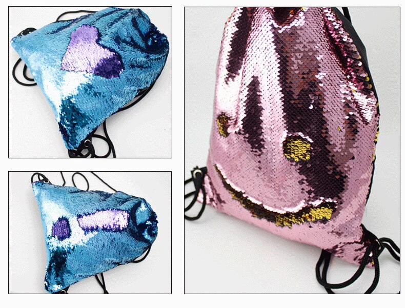 Arrivel Mermaid Sequin Drawstring Bag Reversible Sequin DIY Backpack Glittering Shoulder Bag for Gym Training Travel