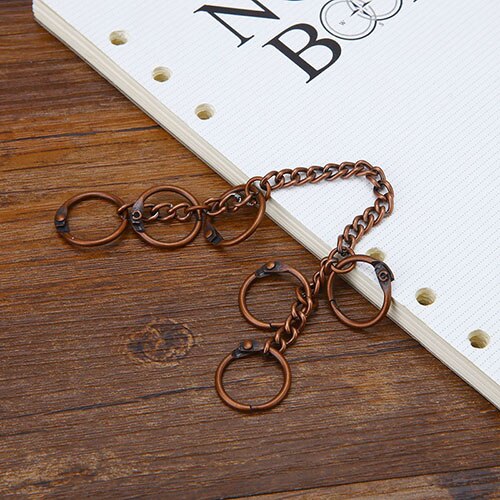 Metall verlieren Blatt Buch Bindemittel Klapp Ringe Mit Kette Keychain DIY Album Sammelalbum Handwerk Alben Buch Bindemittel Schule Büro Supplie: 15MM rot Patina