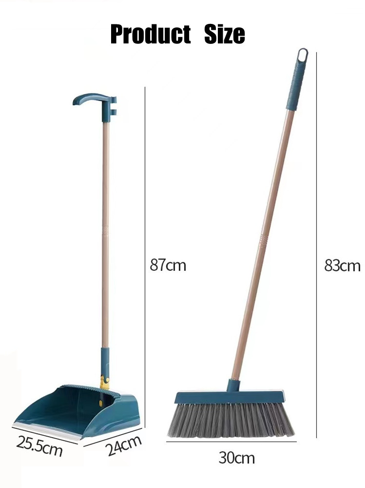 Home Cleaning Tools Broom and Dustpan Trash Shovel for Dust Magic Floor Squeegee Mop Sweeper Brush Folding Garbage Dust Pan Set: 2 pcs blue set