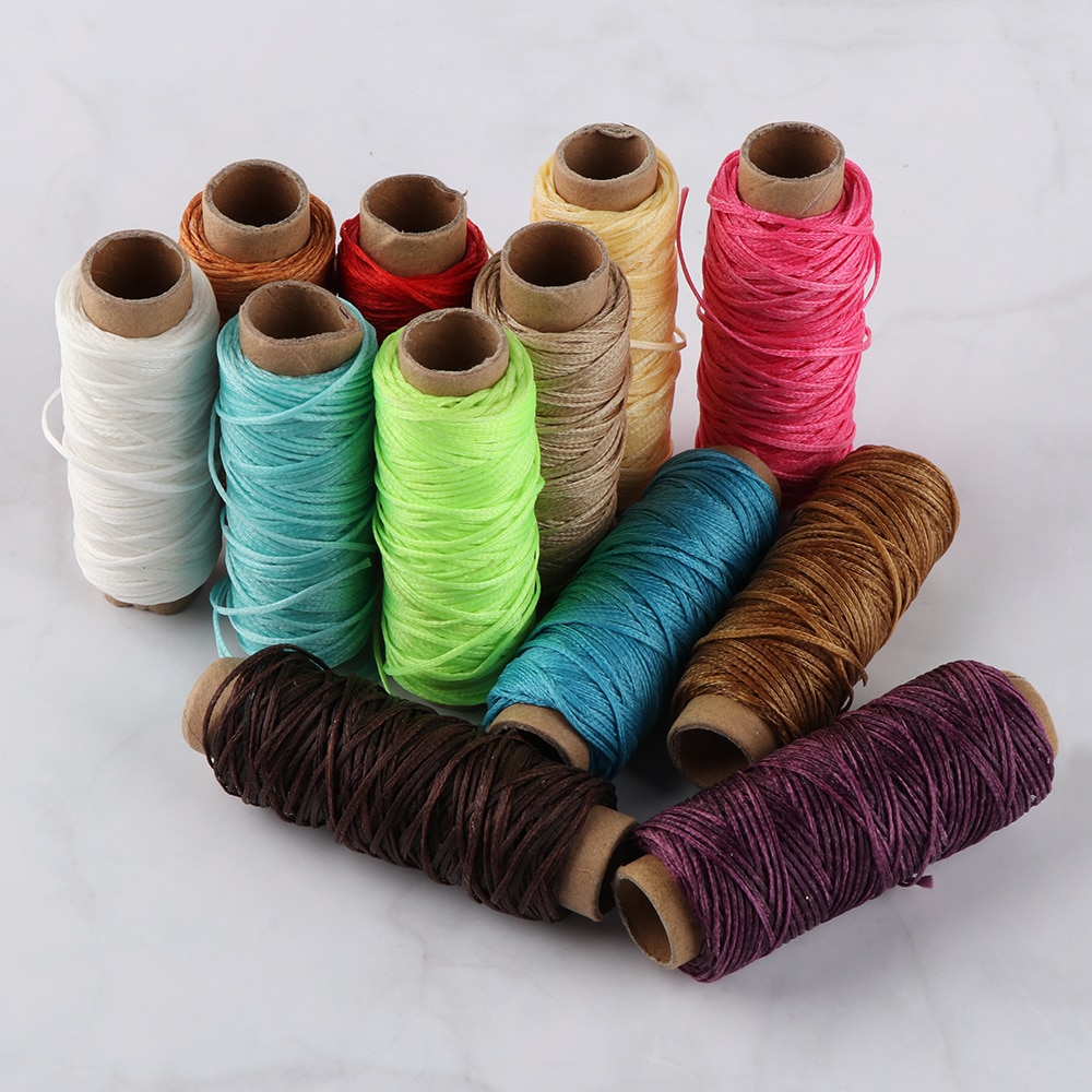 30m/roll 210D Waxed Thread Cotton Sewing Line Flat Cord String Strap Hand Stitching Thread For Leather Handicraft Tool Sewing