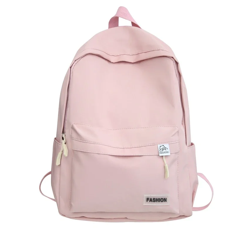 Bolsa de ombro grande capacidade à prova dwaterproof água faculdade viagem mochila feminina cor pura simples meninas mochila portátil: Marrom