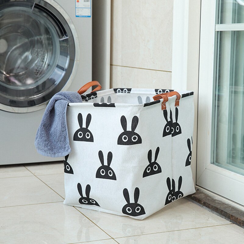 Zerolife – panier à linge pliable 33x35, joli panier de rangement pour linge divers, impression de cosmétiques, coton et lin, organisateur de bureau