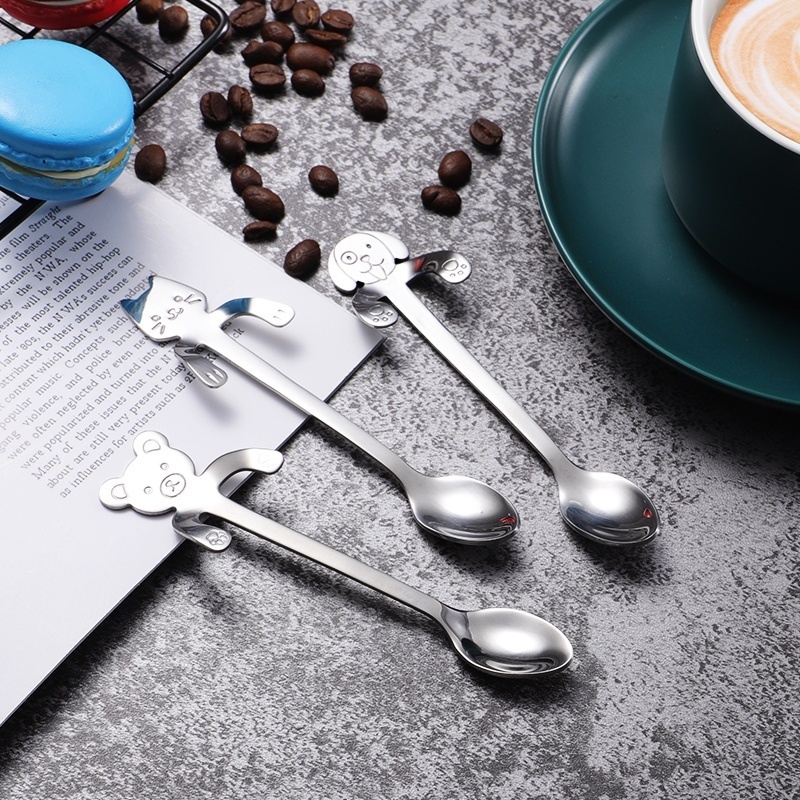 1/3/6PCS Cute Cat Spoon Long Handle Spoons Flatware Drinking Tools Kitchen Gadgets