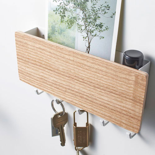 Vägghängande nyckelhängare bambu bräda hållare väggorganisatör rektangel nyckelhållare krokar klädkrokar heminredning klädhängare