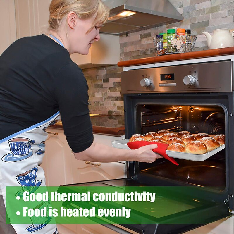 Stainless Steel Baking Sheet Cookie Pan With Cooling Rack Metal Bakery Quarter Sheet Pan Nonstick Jelly Roll Pan For Oven 110