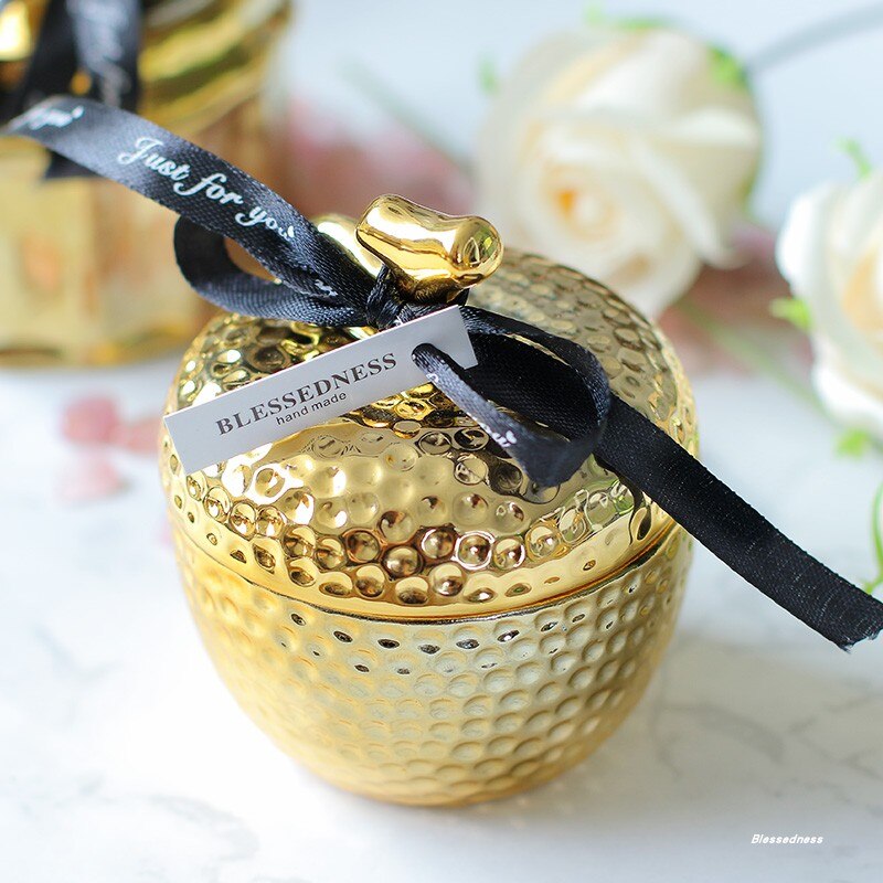 Gouden Keramische Opslag Jar Creatieve Fruit Vorm Multifunctionele Suiker Voedsel Desktop Keuken Prachtige Sieraden Decoratie Organizer