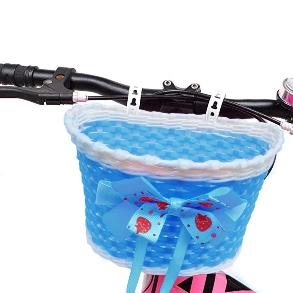 Cykel pink/blå forreste kurv til børn cykler trehjulede scootere børn drenge piger forreste bowknot kurv #y30