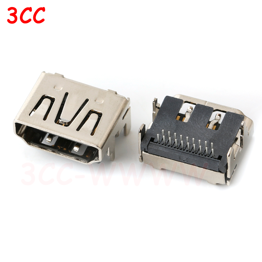 5pcs HDMI HD Interface Connector SMD 19 Pin 19P 20P Vertical HDMI Male Female Plug Socket Surface Mound PCB Receptacle Repair: Ivory