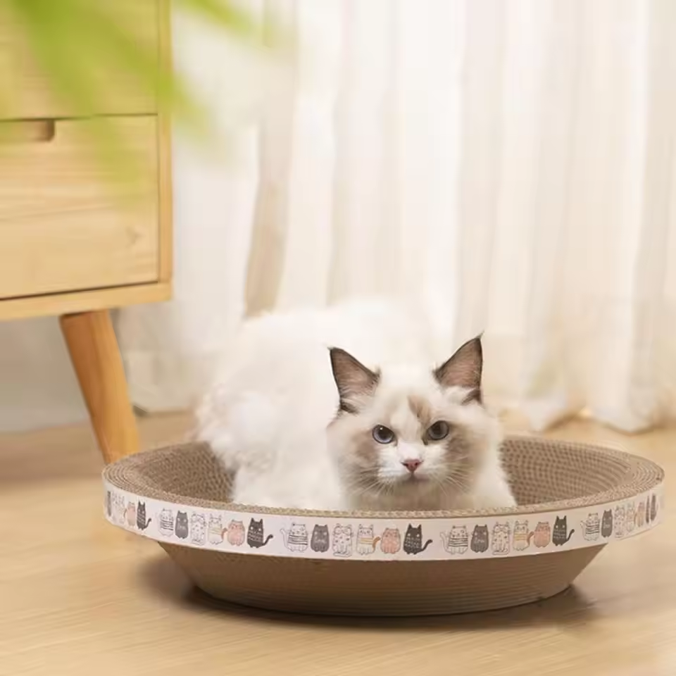 Cat Scratcher Cardboard Round Oval Cat Scratch Pad Bowl Nest for Indoor Cats Grinding Claw Round Cat Scratching Board
