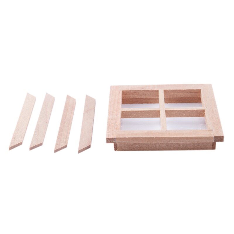 Puppenhaus Miniatur Holz 4 Scheibe Fenster DIY Zubehör