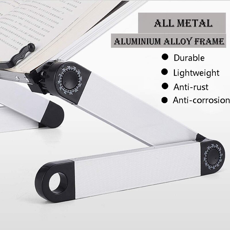 Support de livre réglable hauteur et Angle support de livre ergonomique réglable support de livre en aluminium étudiant avec dossier de livre de bureau