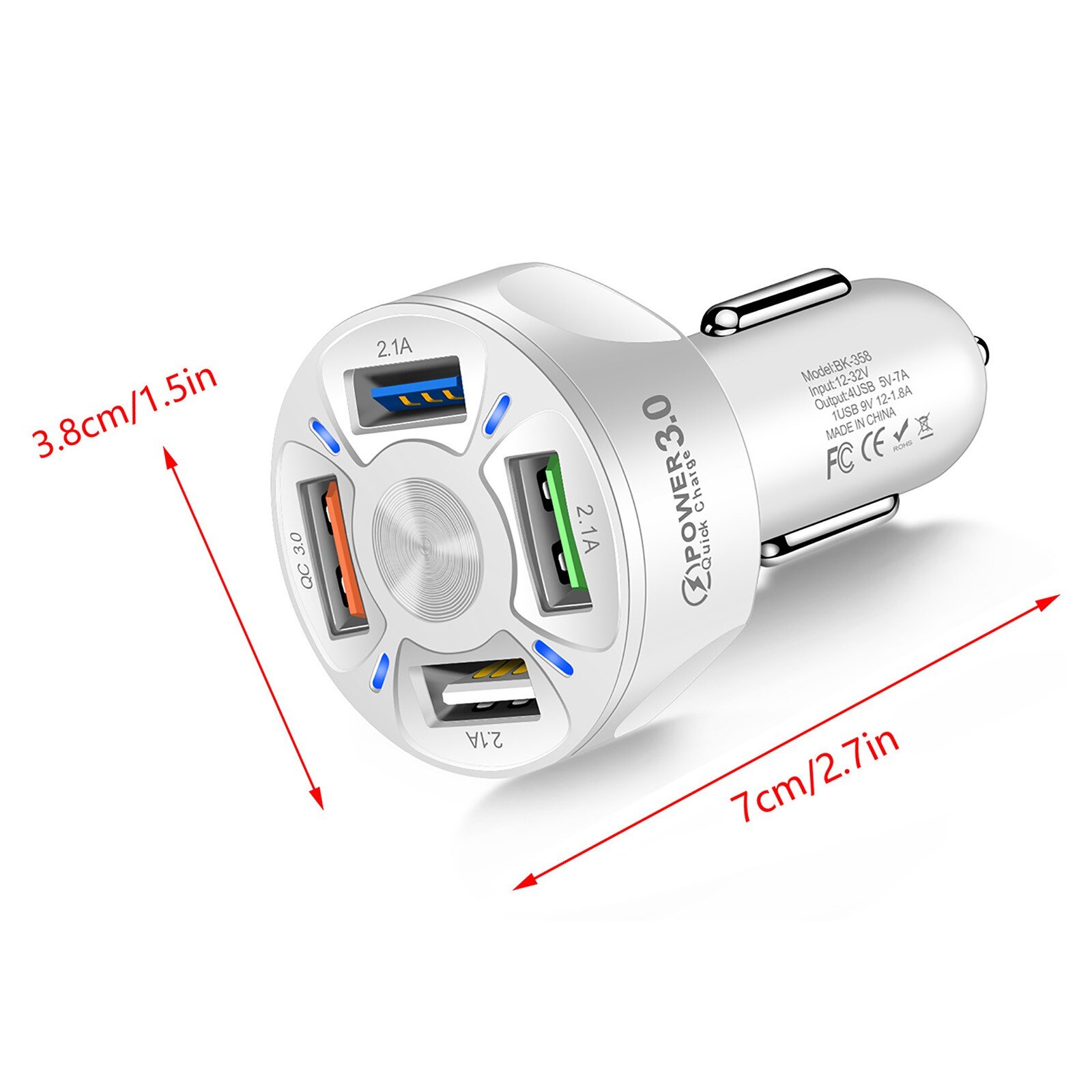 Chargeur de voiture USB QC 3.0 Adaptateur Allume-cigare LED Voltmètre De Voiture Universel Chargeur Rapide Adaptateur 3A 4USB Port