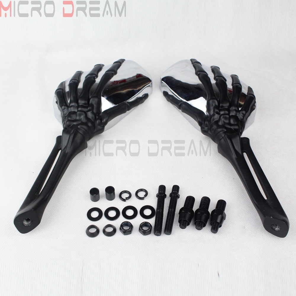 Aluminum Motorcycle Rear View Side Mirrors For Harley Chopper Bobber Fat Boy Cruiser Custom Skeleton Hand Claw Mirror