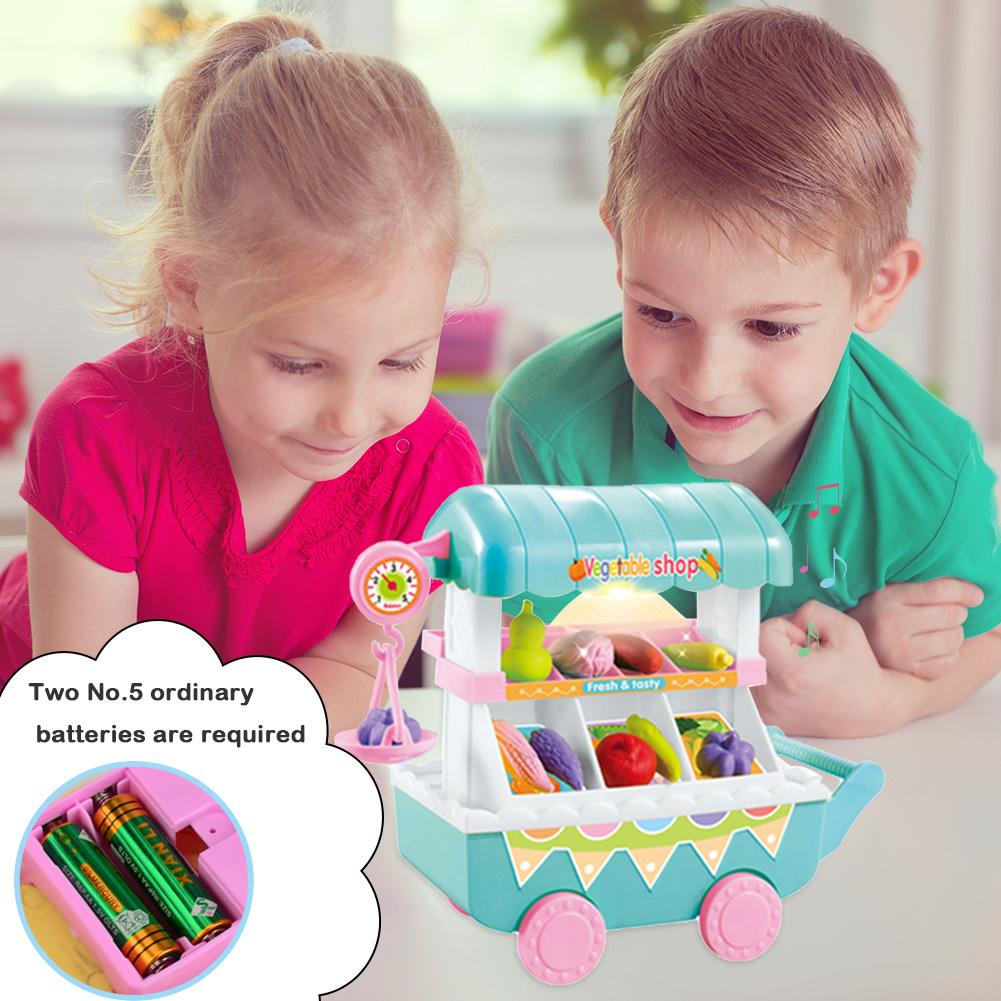 Mini carrito de golosinas para niños, resistente al medio ambiente ABS 19 juegos de bricolaje con música ligera