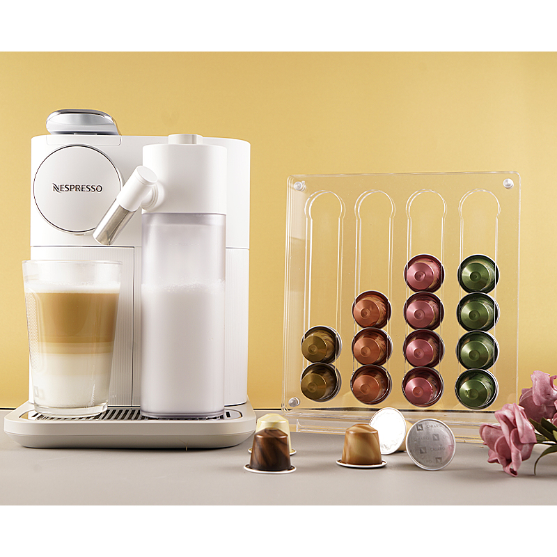 Gennemsigtig nordisk akryl nespresso kaffepuder holder display rack kaffe kapsel stativ køkken kapsel opbevaring rack
