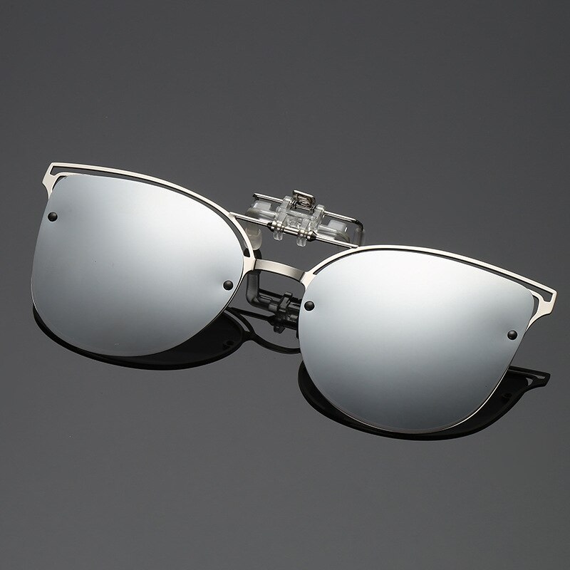 Yooske luksus polariseret klip på solbriller kvinder, der kører nattesyn linse kat øje solbriller damer briller med pose klud: Sølv