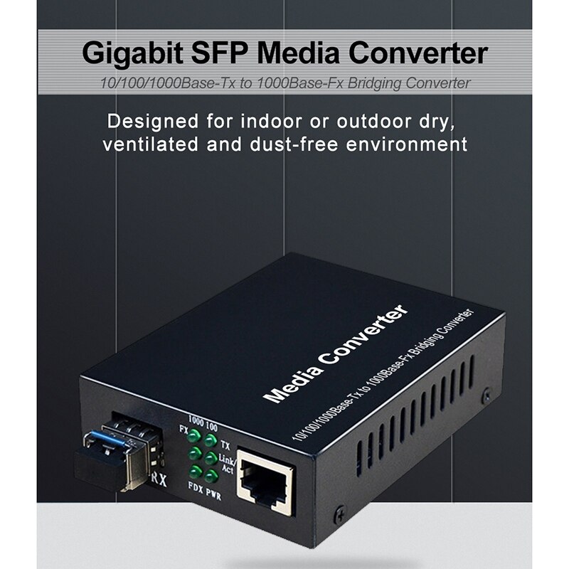 1Gb SFP Fiber to RJ45 Fiber Optic Media Converter 1000Mbps SFP Fiber Switch with SFP Module Compatible Mikrotik