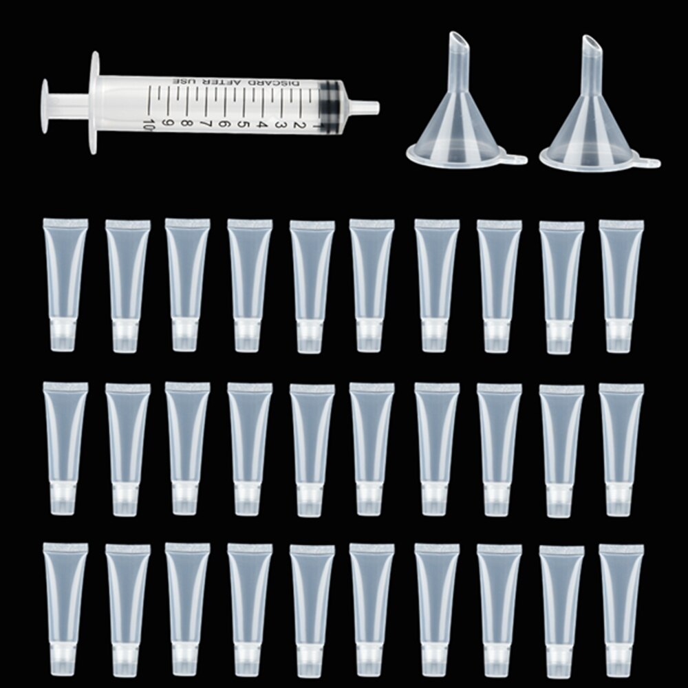30Pcs 10ml Empty Lip Gloss Tubes with Lip Balm Containers Refillable Bottles DIY Cosmetic Makeup Travel Makeup Squeeze Container