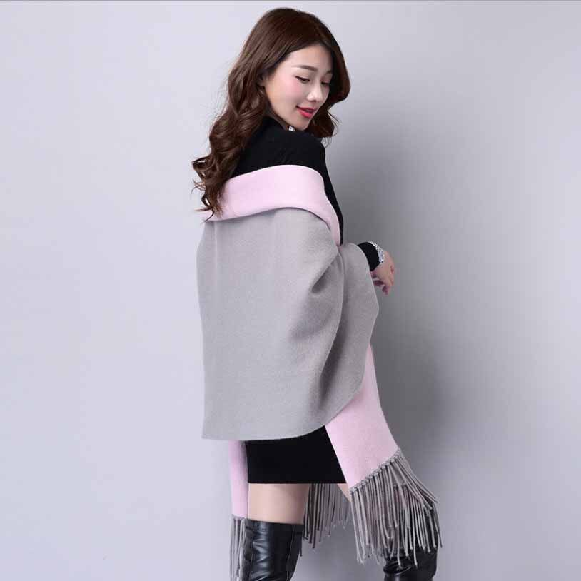 Efterår vinter flagermusærmer strik cardigan kvinder stor størrelse strik sweater cardigan dame jumper frakke: Grå