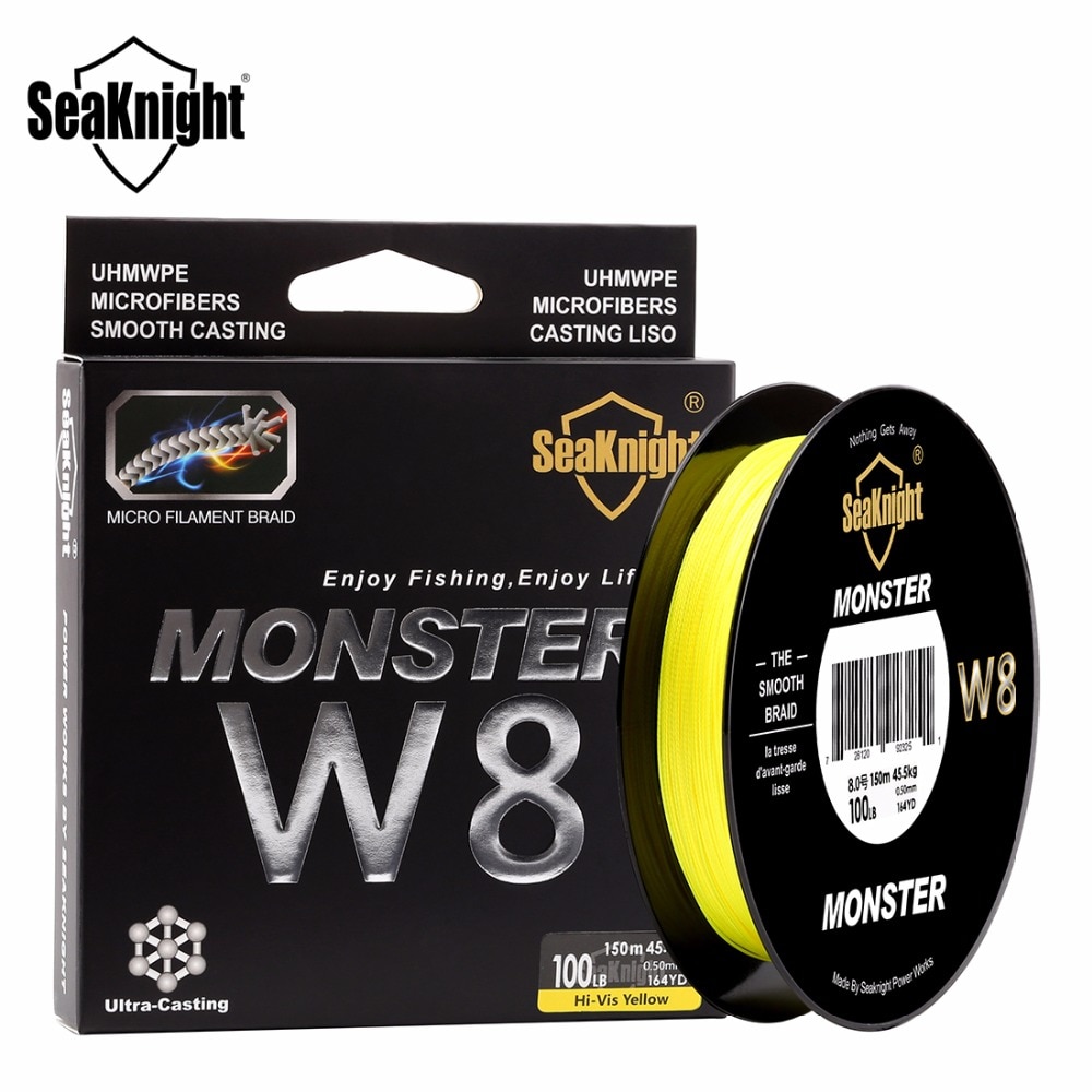 SeaKnight ligne de pêche W8 150 M tresse 8 brins ligne lisse PE Multifilament grand Angle technologie tressée 20-100LB