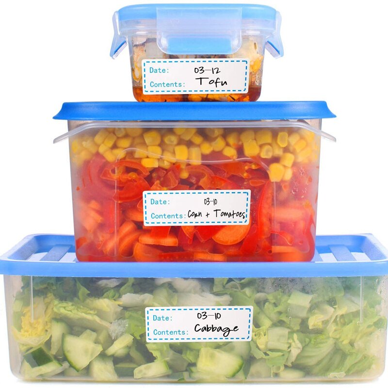 500 Pieces Food Freezer Labels 1 x 3 Inches Self-Adhesive Removable Storage Refrigerator Food Date Labels Easy Clean (Blue)