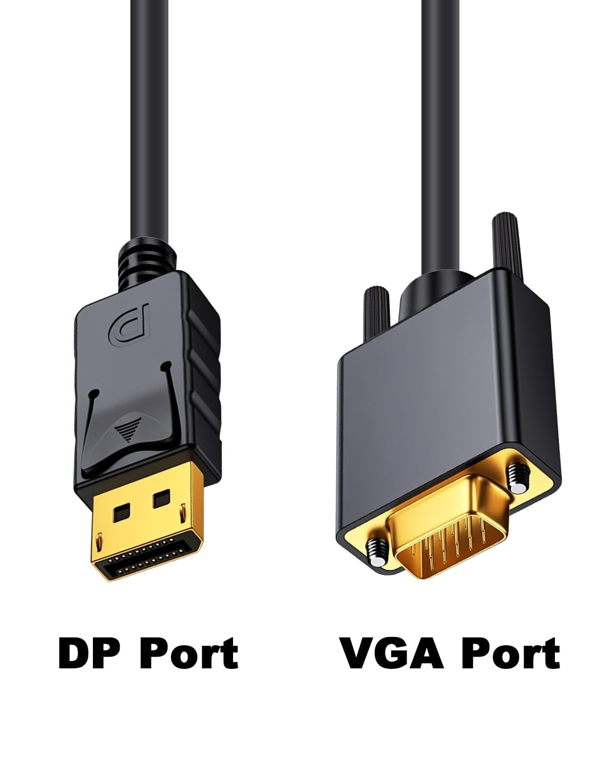 Vergoldetes DisplayPort-zu-VGA-Kabel Displayport-zu-VGA-Adapter 1080P@60Hz für DP Laptop PC Host zu Target Monitor TV-Projektor