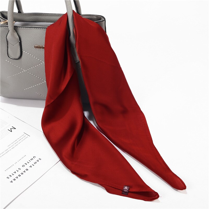 70*70cm Imitation soie doux solide écharpe pour les femmes foulard carré foulards bureau dame accessoires sac vêtements ornement