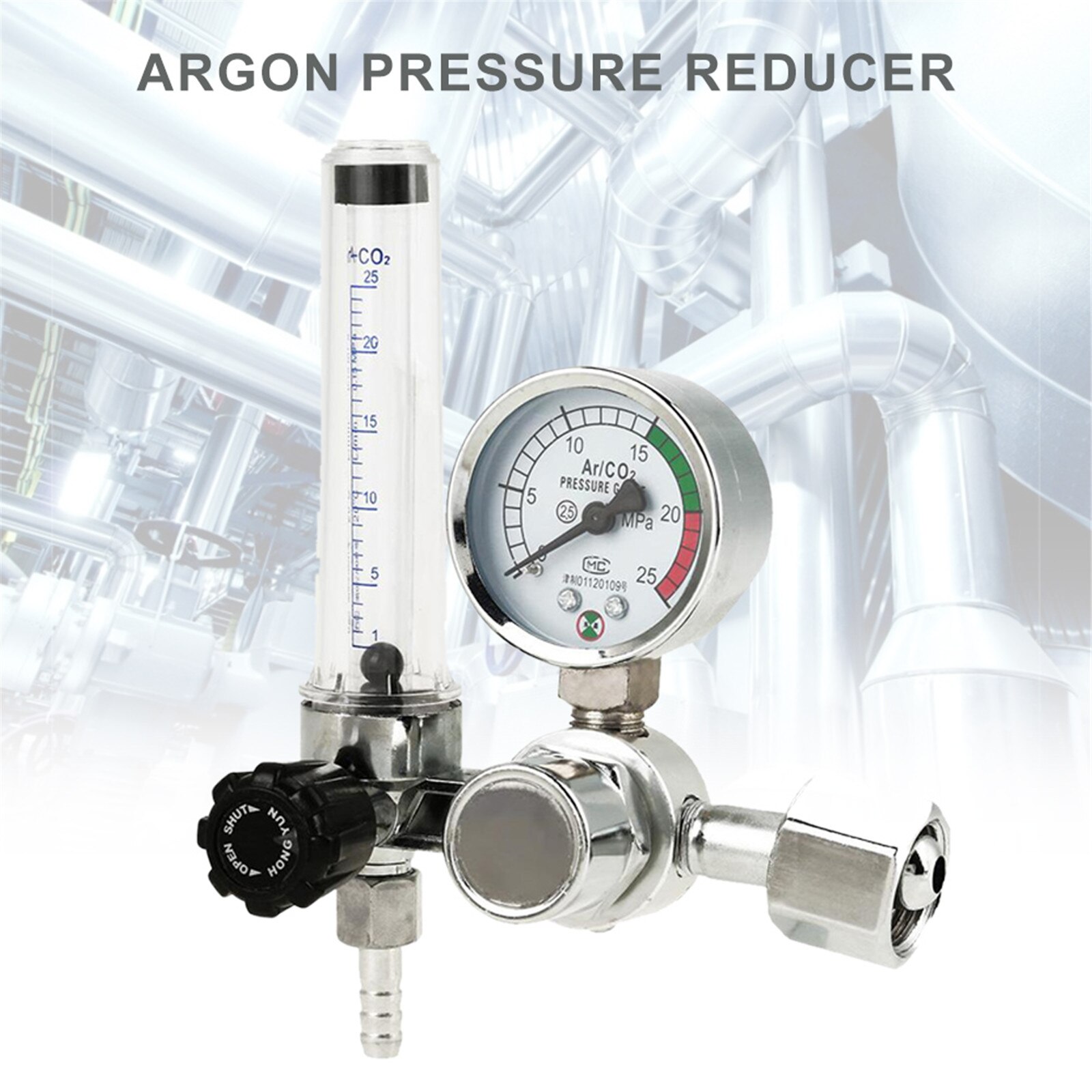 G5/8 0-25MPa Argon Regulator Argon Flow Meter Air Pressure Regulator Gauge For Weld Mig Tig Welding Pressure Reducer Flow Meter
