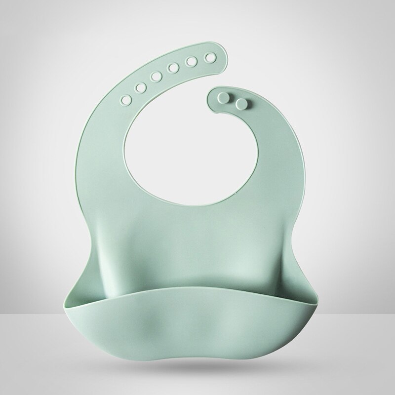 Bavoirs en Silicone pour -né, alimentation pour bébé, tissu imperméable, tabliers pour enfants de couleur unie: green