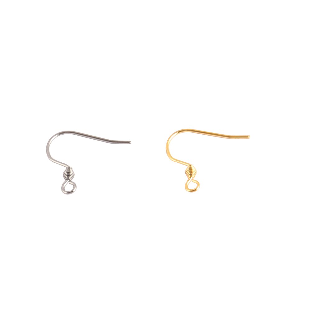 50 Stuks Roestvrij Staal Oorhaak Bevindingen Sluitingen Haken Diy Earring Supplies Accessoires Slangetje Sieraden Voor Maken Oorbel Onderdelen: Gold / G0223-G0224