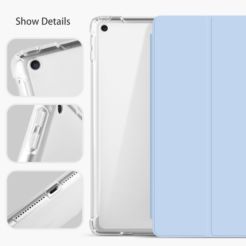 Flip skórzany pokrowiec na iPad Air 4 10.9 2020 przezroczysty futerał na tył z miejscem na długopis do Apple iPad Air 4th Gen stojak na walizkę Funda Capa