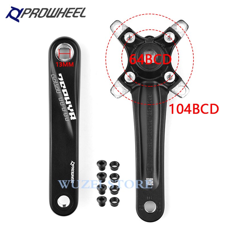 Prowheel Fiets Crank Tandwiel Mtb Fiets Vierkant Gat 170Mm 175Mm Crankstel 32T 34T 36T 38T 40T 104BCD Staal Smalle Brede Kettingblad