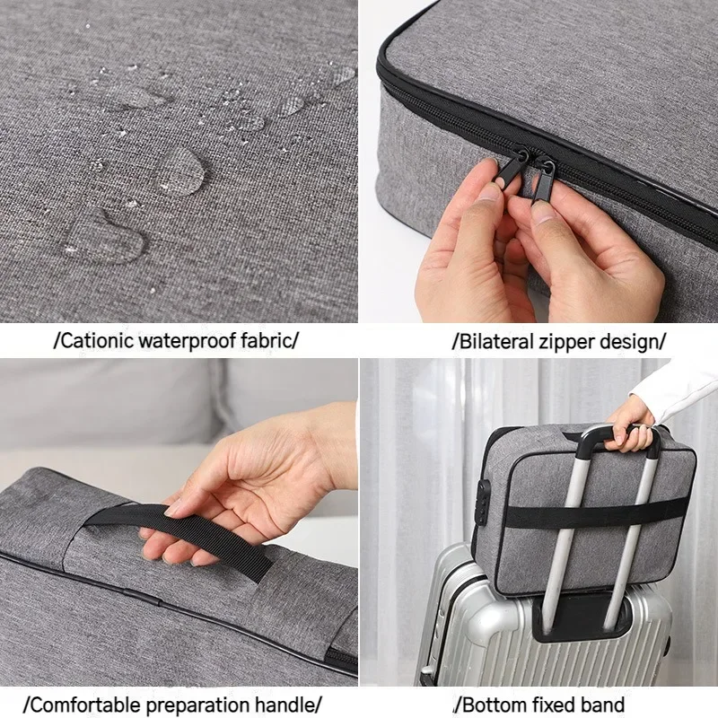 Valigetta multifunzionale Borsa per documenti impermeabile per ufficio Viaggio d'affari Carta bancaria Organizzatore di passaporti Accessorio da viaggio