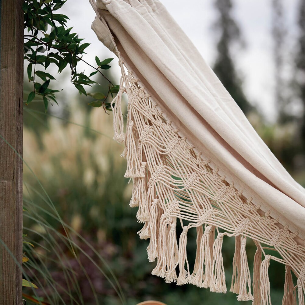 Grote 2-persoons hangmat Boho-stijl Braziliaanse macrame omzoomd Deluxe dubbele hangmat Netto schommelstoel Indoor hangende schommel levering