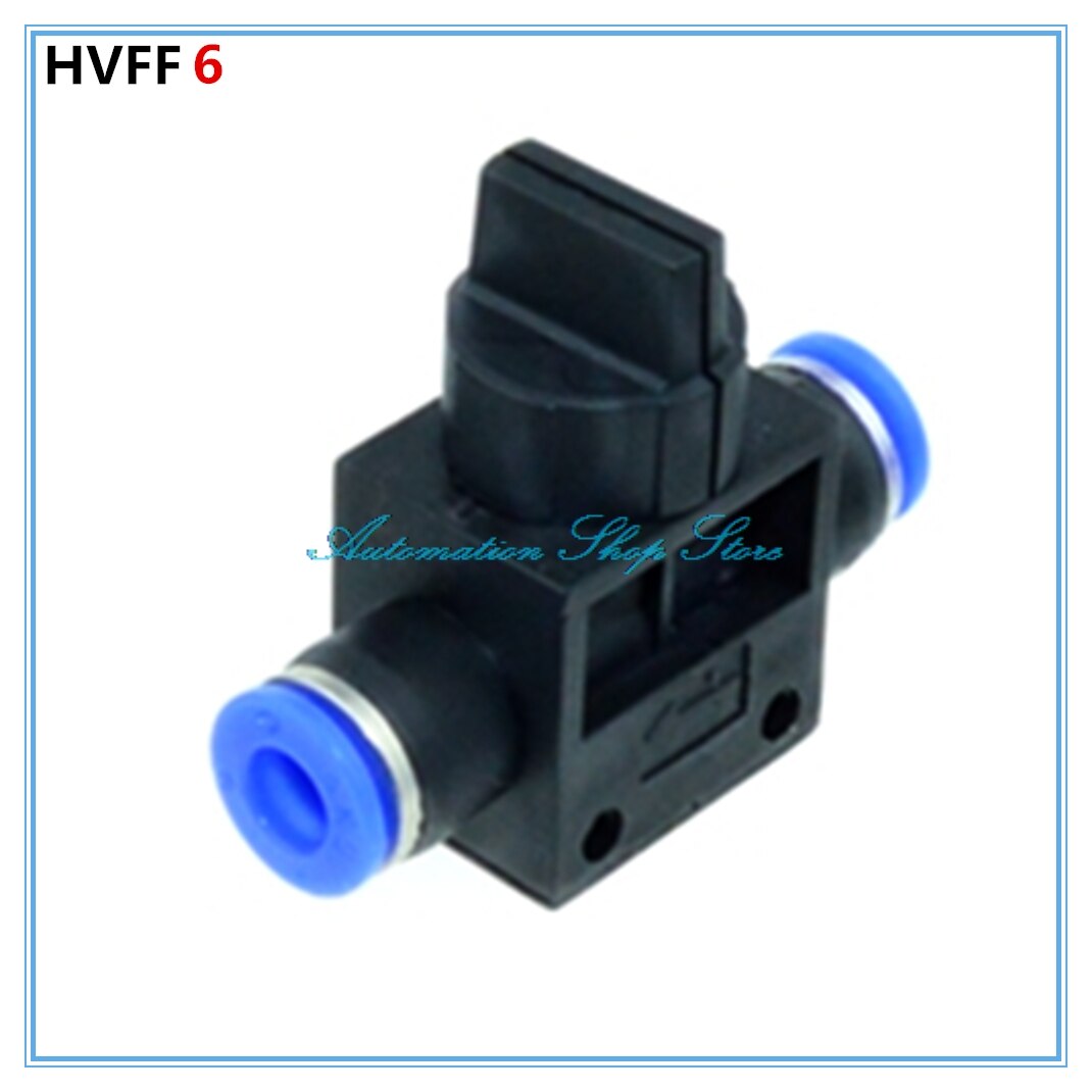 5Pcs Hand Valve 6mm 2 Way Pneumatic Quick Fittings Push Connector Tube Hose Plastic HVFF6 Throttle valve