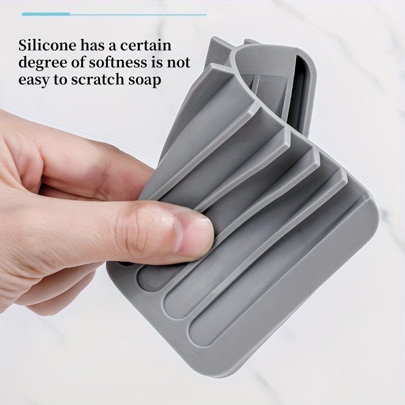 1 Pcs Self-Draining Soap Dish,Silicone Soap Holder,Multifunctional No-Punch Non-Slip Storage Rack Drain Mat for Bathroom Kitchen