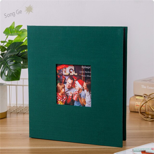 16 Inch 40 Pages Linen Cover DIY Photo Album 3x5 4x6 5x7 8.5x11 Photo Album Sticker Photo Album Big Family Photo Album: H