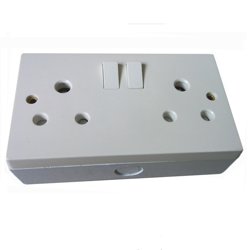 South Africa wall socket, double switch socket, CE approved UK standard wall plastic PC 15A round socket switch