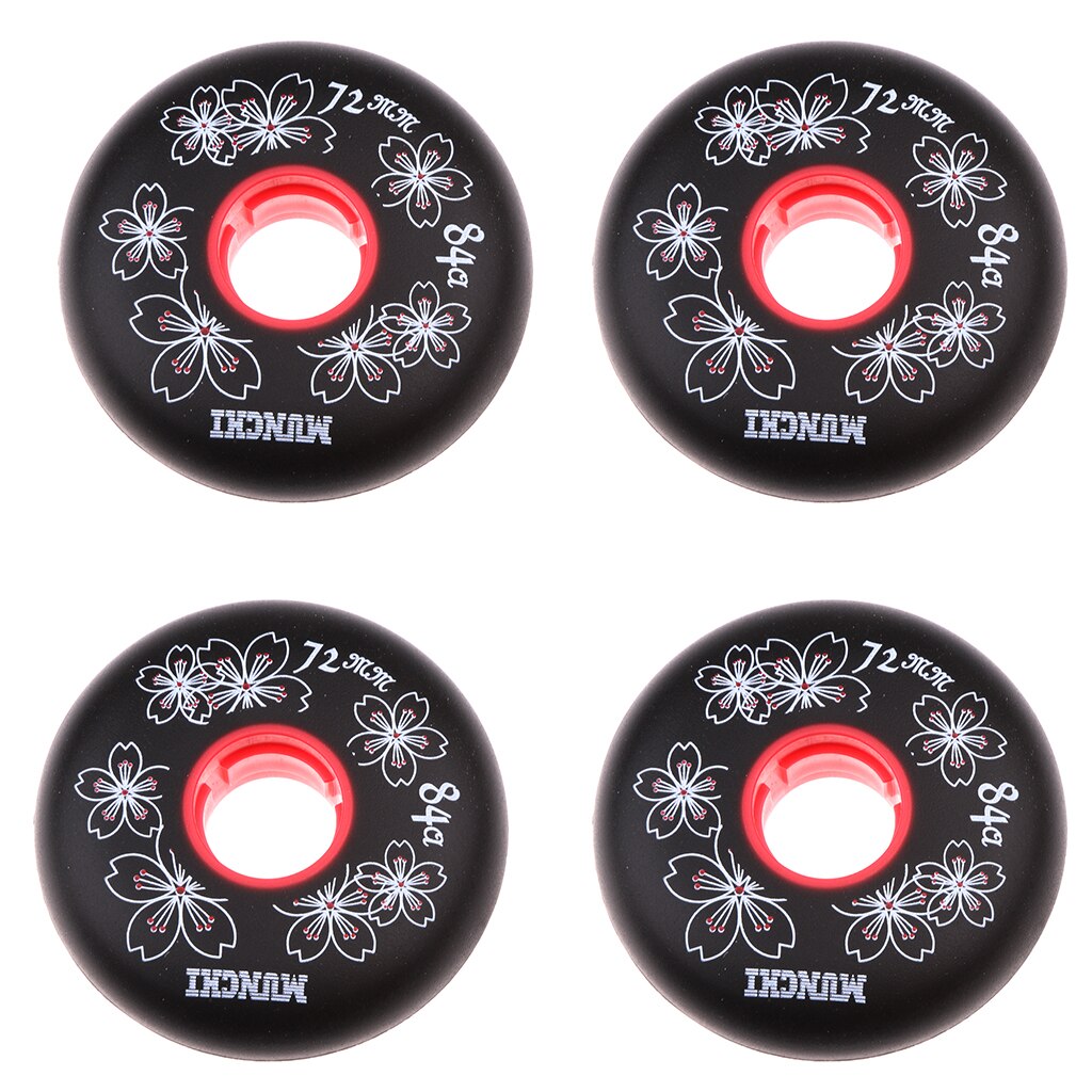 4 Stuks Inline Roller Hockey Fitness Skate Vervanging Wheel 84A 72 Mm/76 Mm/80 Mm: 72mm Black