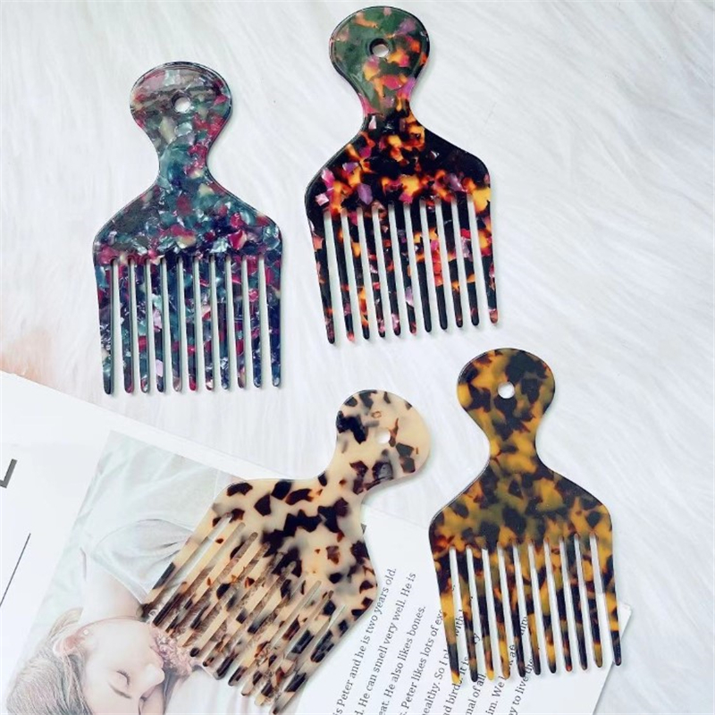 Acetat hår kam lockigt hår borste marmor leopardtryck hår massage kam för kvinnor koreansk stil hårstyling verktyg