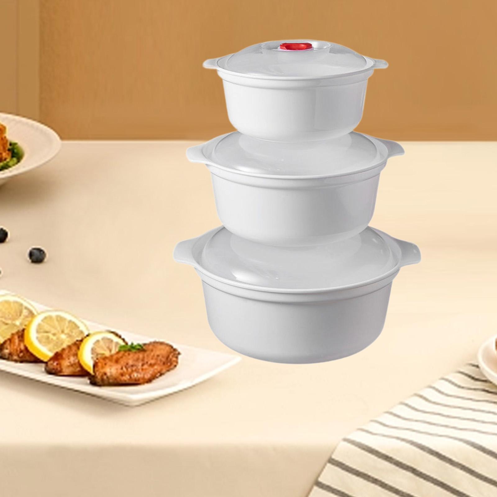 3 stk. mikrobølgeovnsskåle med låg, salatskåle, mikrobølgeovnsretter, opvarmning af mad