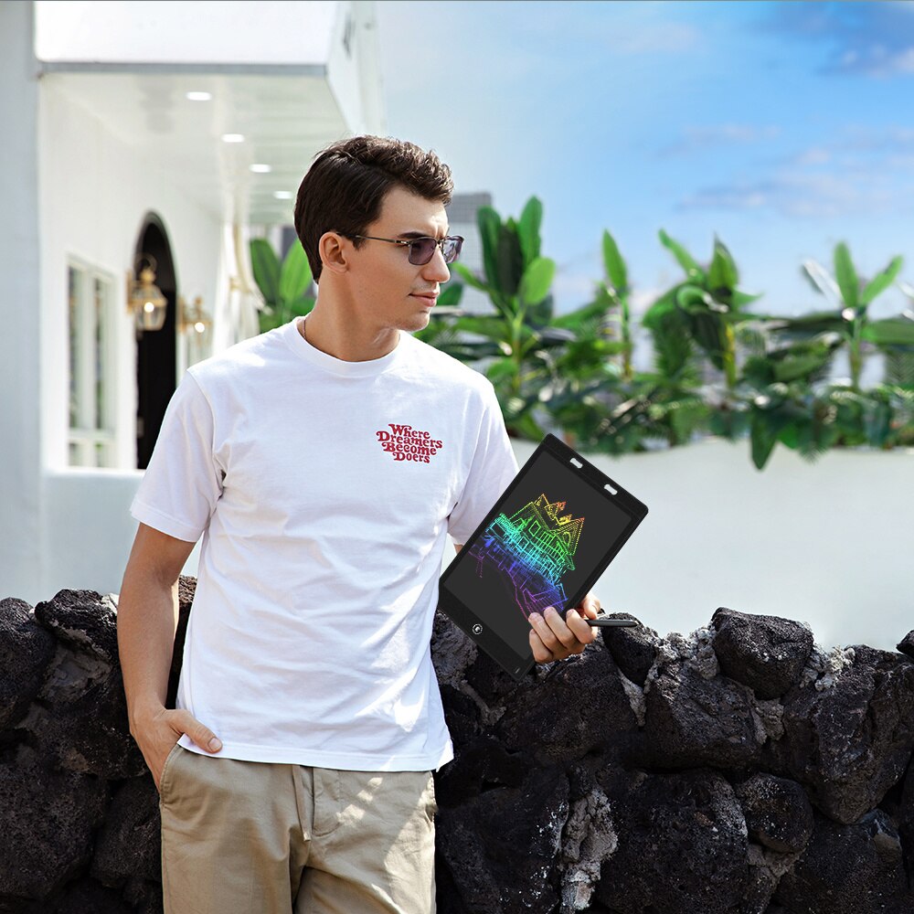 LCD Writing Tablet 12 Inch Digital Drawing Board Electronic Doodle Pad for Kids Office School Speech Take Notes Memo Black