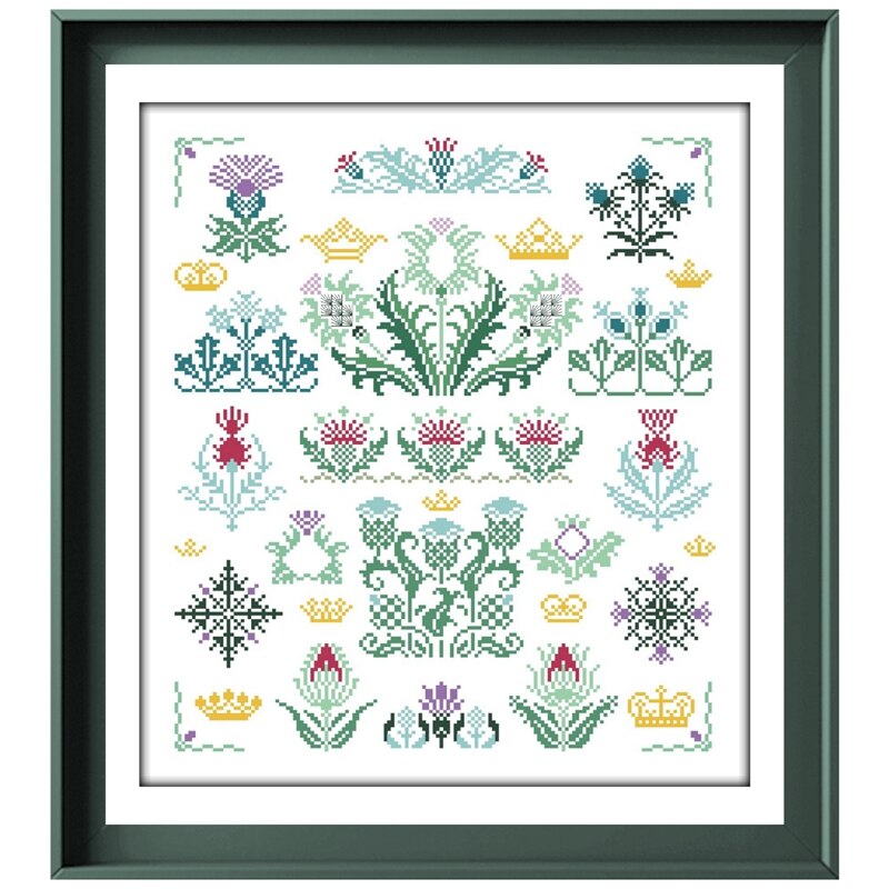 Kit de broderie de fil de coton pour débutants, trèfle de scie sauteuse, point de croix de jardin, dessin animé, 18ct, 14ct, 11ct, tissu blanc, bricolage